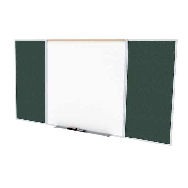 Combo Whiteboard/Bulletin, Mag Por/Vnyl, Styl D, 4 ft H x 10 ft W, Ebony